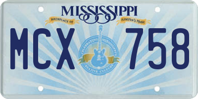 MS license plate MCX758