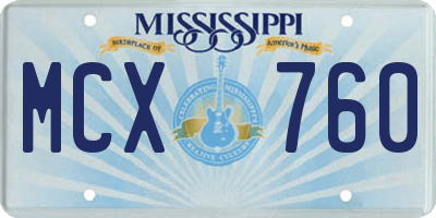 MS license plate MCX760