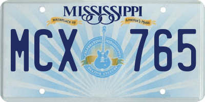 MS license plate MCX765