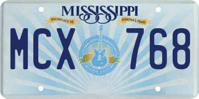 MS license plate MCX768