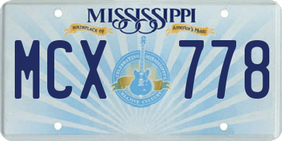 MS license plate MCX778