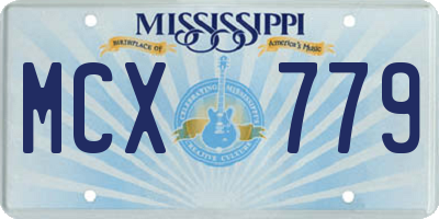 MS license plate MCX779
