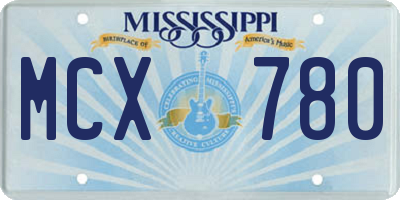 MS license plate MCX780