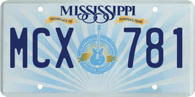 MS license plate MCX781