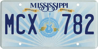 MS license plate MCX782
