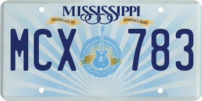 MS license plate MCX783