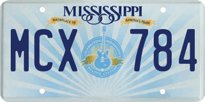 MS license plate MCX784