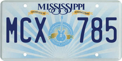 MS license plate MCX785