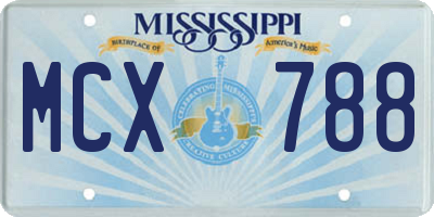MS license plate MCX788