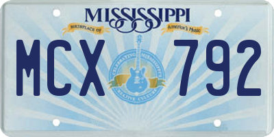 MS license plate MCX792
