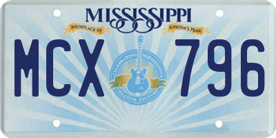 MS license plate MCX796