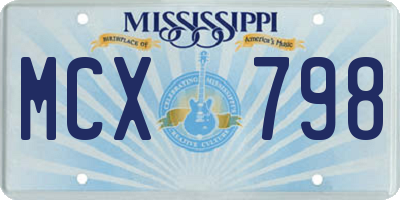 MS license plate MCX798