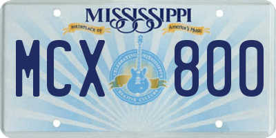 MS license plate MCX800