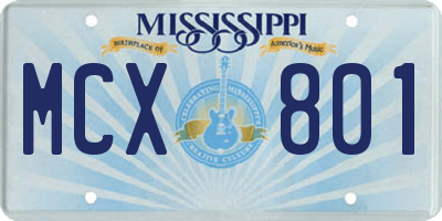 MS license plate MCX801