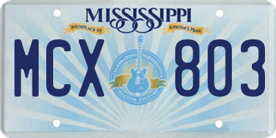MS license plate MCX803