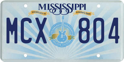 MS license plate MCX804