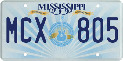 MS license plate MCX805