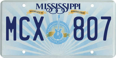 MS license plate MCX807