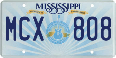 MS license plate MCX808
