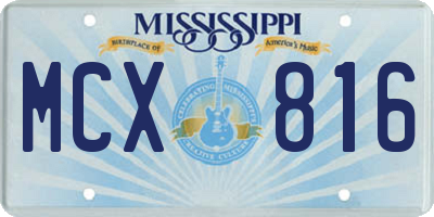 MS license plate MCX816