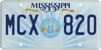 MS license plate MCX820