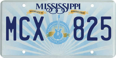MS license plate MCX825