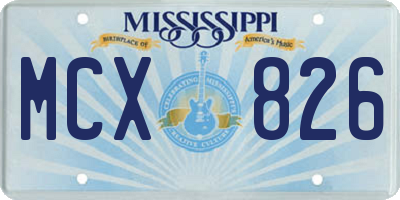 MS license plate MCX826