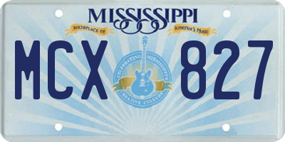 MS license plate MCX827