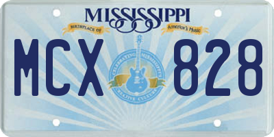 MS license plate MCX828