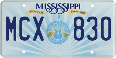 MS license plate MCX830