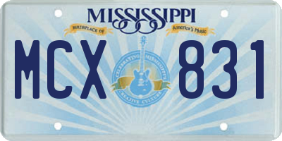 MS license plate MCX831