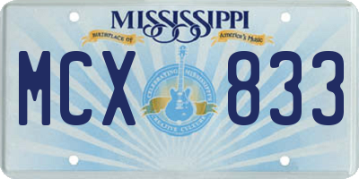 MS license plate MCX833