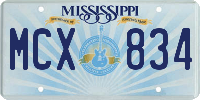 MS license plate MCX834