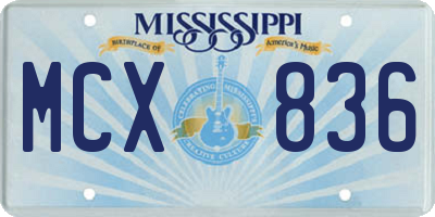 MS license plate MCX836