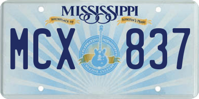 MS license plate MCX837