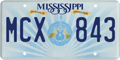 MS license plate MCX843