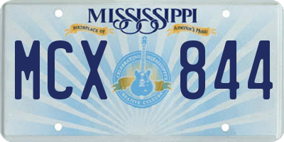 MS license plate MCX844