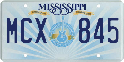 MS license plate MCX845