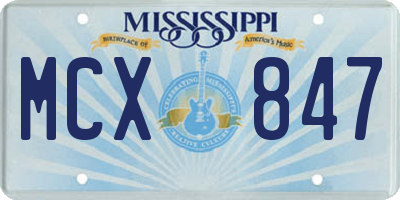 MS license plate MCX847