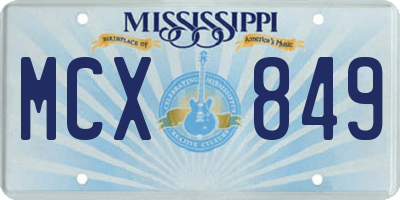 MS license plate MCX849