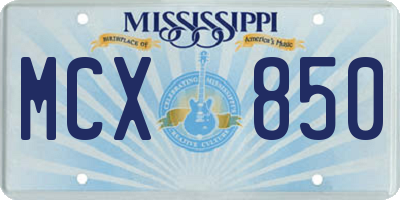MS license plate MCX850