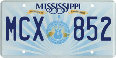 MS license plate MCX852
