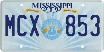 MS license plate MCX853