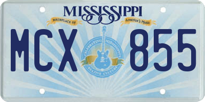 MS license plate MCX855