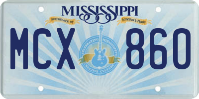 MS license plate MCX860