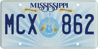 MS license plate MCX862