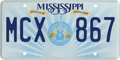 MS license plate MCX867