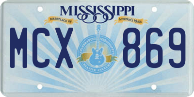 MS license plate MCX869