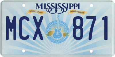 MS license plate MCX871