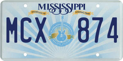 MS license plate MCX874
